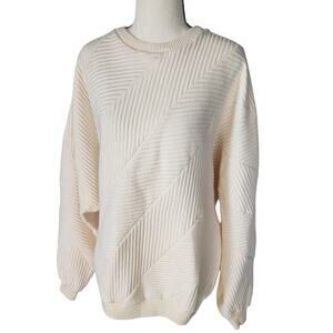 Vintage Kamikaze Cotler 80 90s Off White Ribbed 3D Slouch Sweatshirt Women Large
